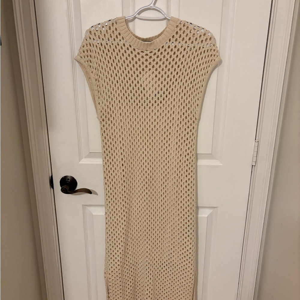 Splendid Cream Crochet Mesh Midi Dress NWT | Size M - Picture 3 of 6